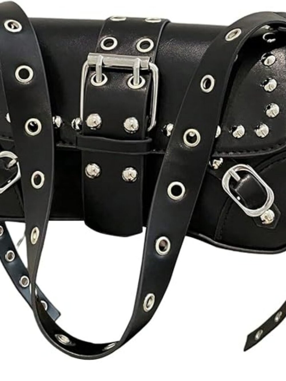 NEW Black Gothic Leather Shoulder Bag Punk Rivet Flap Studded Underarm - NEW !!